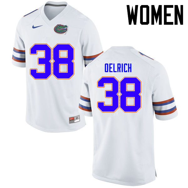 Women Florida Gators #38 Nick Oelrich College Football Jerseys Sale-White - Click Image to Close